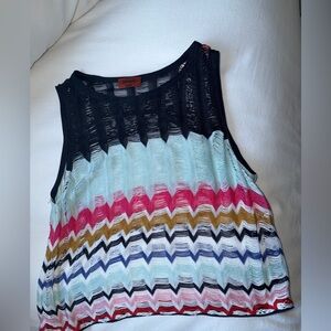 Missoni Black and Multicolor Chevron Tank Top